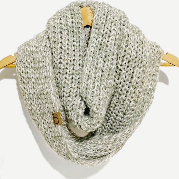 C.C Accessories - C.C. Grey/Ivory Two Tone Chunky Infinity Scarf